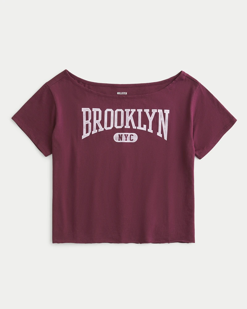 Easy Off-the-Shoulder Brooklyn Graphic Tee