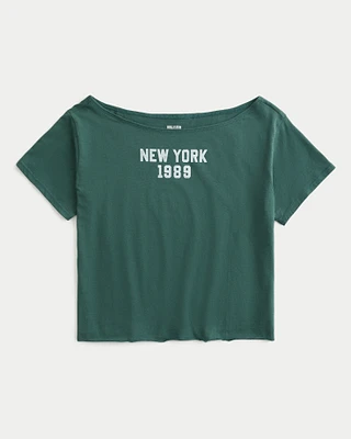 Easy Off-the-Shoulder New York Graphic Tee