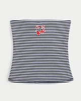 Ribbed Strapless Embroidered Cherry Tube Top