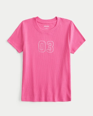 Ribbed Number Graphic Baby Tee