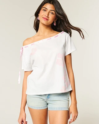 Easy Off-the-Shoulder Tie T-Shirt