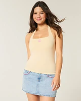 Beaded Graphic Halter Top