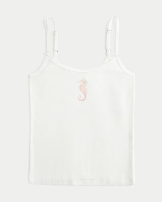 Ribbed Seahorse Graphic Cami