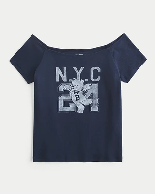 Off-the-Shoulder NYC Graphic Tee