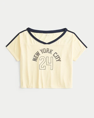 Oversized Off-the-Shoulder New York City Graphic Jersey