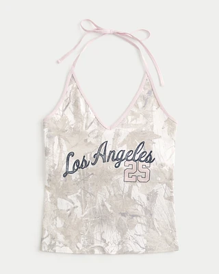 Los Angeles Graphic Camo Halter Top