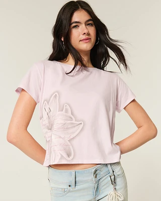 Easy Ribbon Tie-Back Floral Graphic Tee