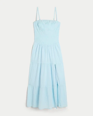 Strapless Drop-Waist Midi Dress