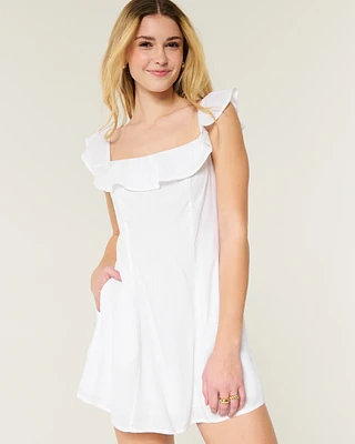 Off-the-Shoulder A-Line Skort Dress