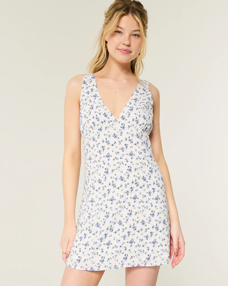 V-Neck Crepe Slip Dress