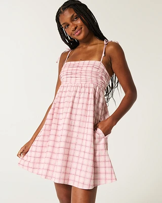 Tie-Strap Babydoll Mini Dress
