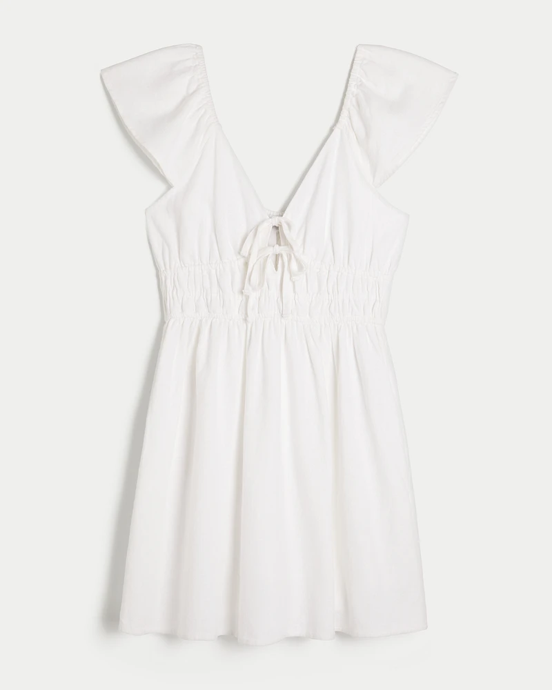 Double-Tie Channeled Mini Skort Dress