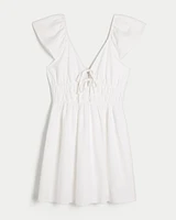 Double-Tie Channeled Mini Skort Dress