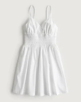 Smocked Waist Poplin Mini Dress