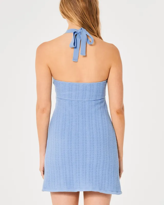 Crochet Halter Mini Dress – Lakhay-Retail