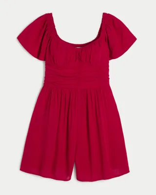 Ruched Bodice Sweetheart Romper