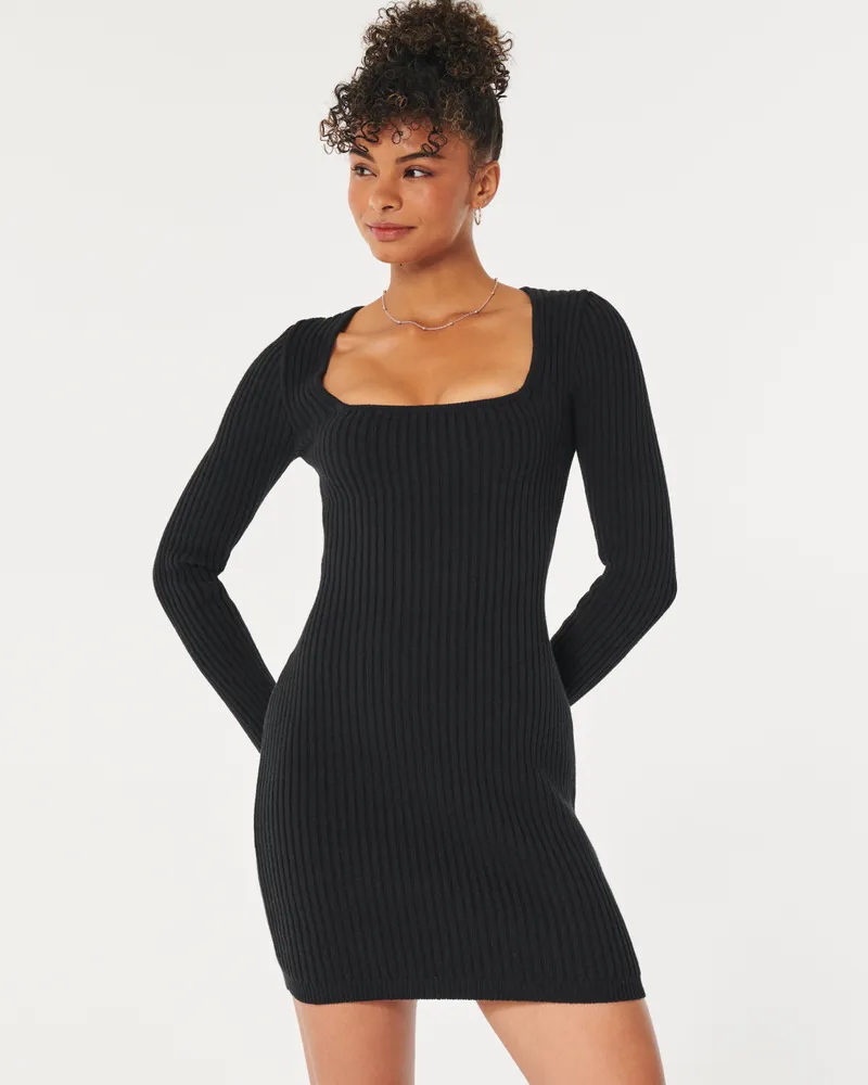 Square-Neck Sweater Dress