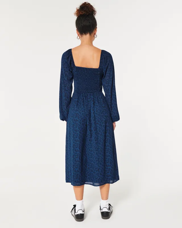 Hutch Long-Sleeve Velvet Burnout Slim Midi Dress