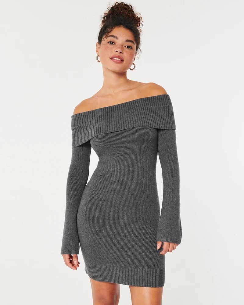 Off-the-Shoulder Sweater Dress