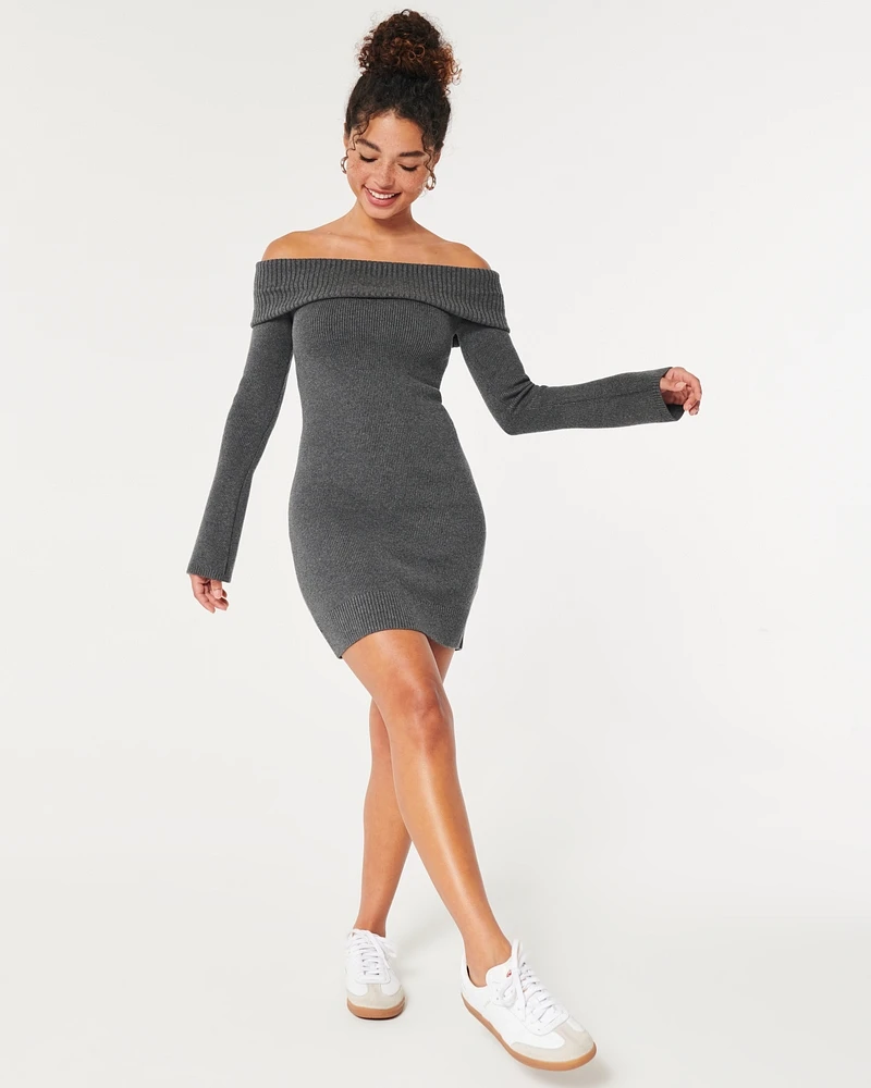 Off-the-Shoulder Sweater Dress