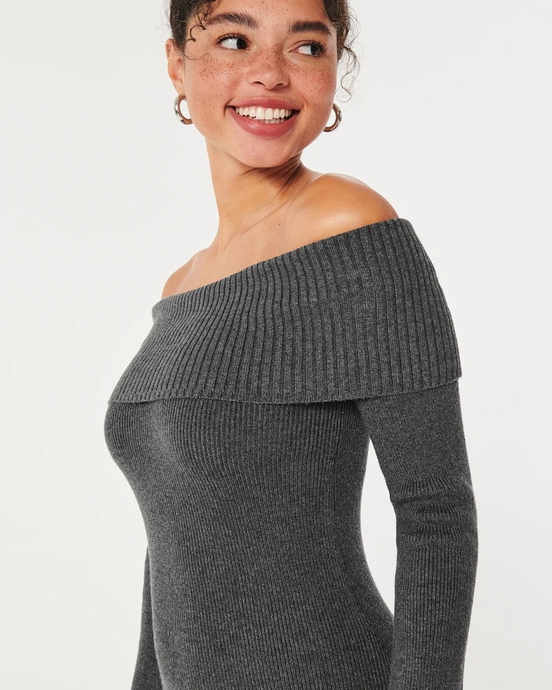 Off-the-Shoulder Sweater Dress