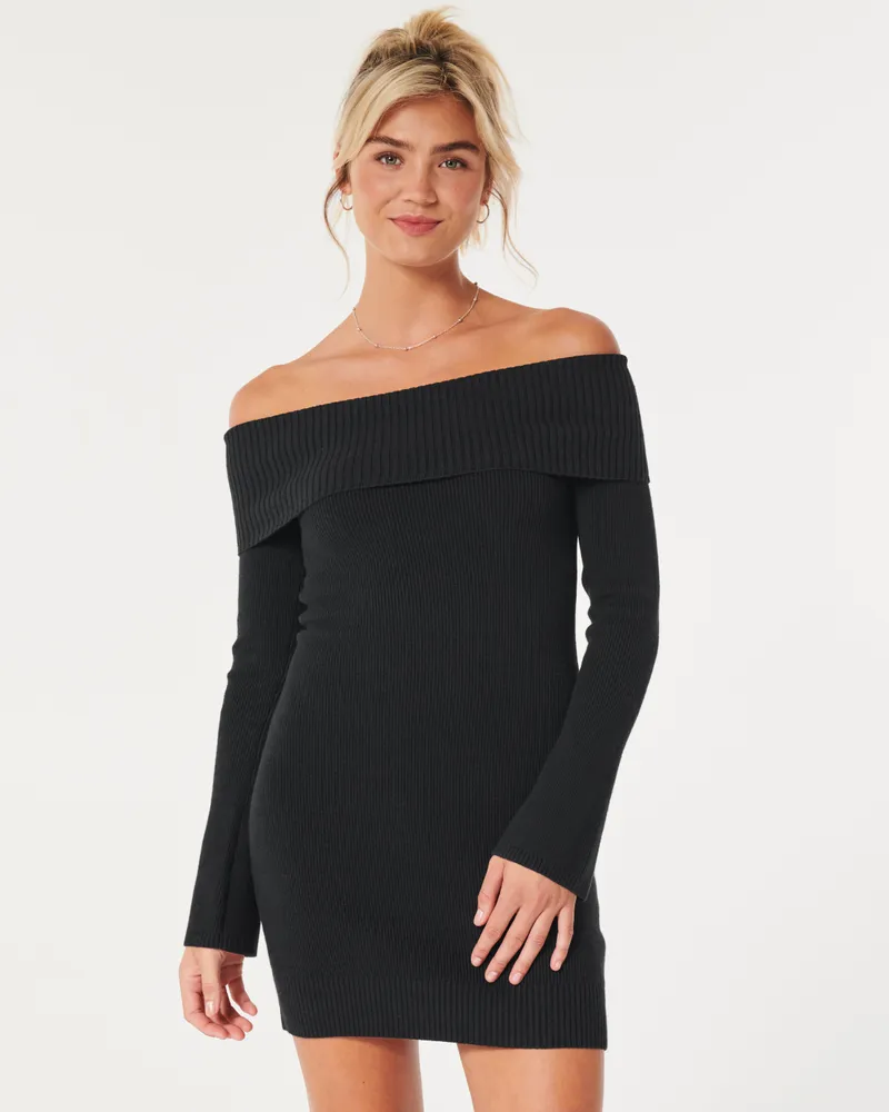 Off-the-Shoulder Sweater Dress