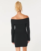 Off-the-Shoulder Sweater Dress