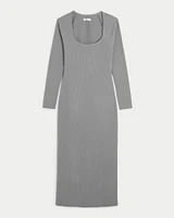 Long-Sleeve Ribbed Midi Dress