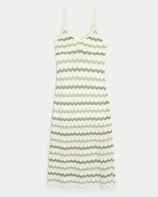 Crochet-Style Midi Dress