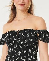 Chiffon On-or-Off-Shoulder Mini Dress