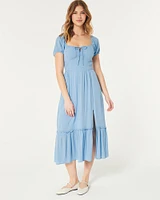 Hollister Sofia Side-Smocked Midi Dress