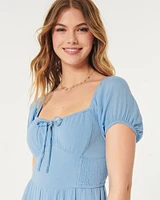 Hollister Sofia Side-Smocked Midi Dress