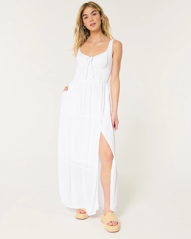 leaf maxi dress Four Leaf Clover Surplice Neckline Shirred High Waist Plus Size Maxi D