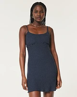 Crepe Open Back Mini Slip Dress