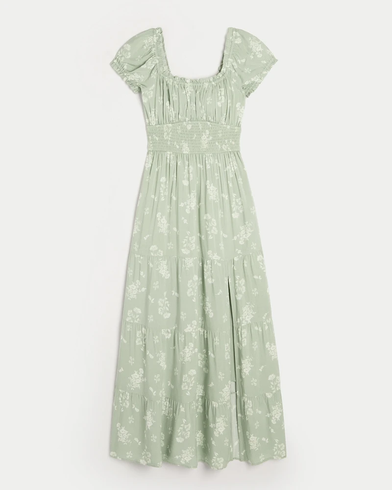 Hollister Saidie On/Off-the-Shoulder Tiered Hem Maxi Dress