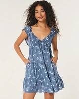 Flutter Sleeve Babydoll Dress