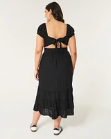 Hollister Saidie Short-Sleeve Tie-Back Midi Dress