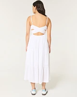 Smocked Waist Crisscross Back Midi Dress