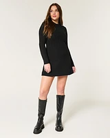 Ribbed Skater Mini Sweater Dress