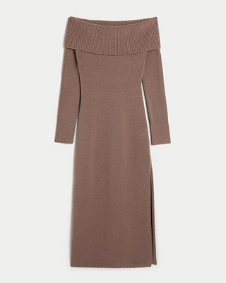 Off-the-Shoulder Midi Sweater Dress