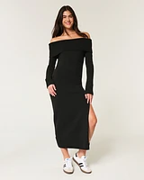 Off-the-Shoulder Midi Sweater Dress