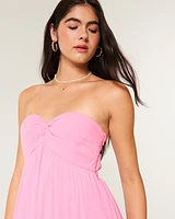 Twist Bust Strapless Midi Dress