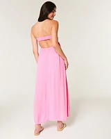 Twist Bust Strapless Midi Dress