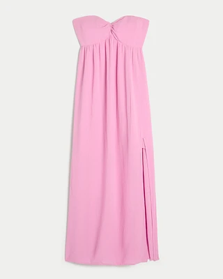 Twist Bust Strapless Midi Dress