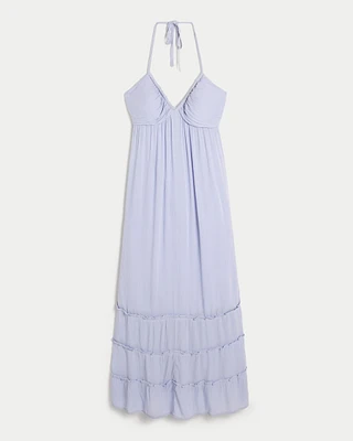 Open Back Halter Maxi Dress