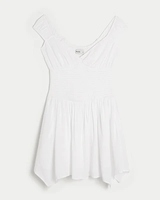 Off-the-Shoulder Asymmetrical Hem Mini Dress