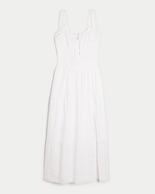 Hollister Sofia Side-Smocked Eyelet Maxi Dress