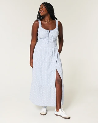 Hollister Sofia Side-Smocked Eyelet Maxi Dress