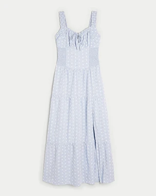 Hollister Sofia Side-Smocked Eyelet Maxi Dress