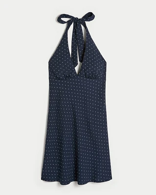 Open-Back Crepe Halter Dress